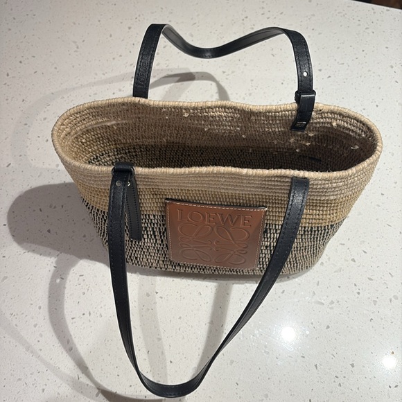 Loewe Square Basket Tote Woven Raffia Small Ombré Black - Picture 4 of 7